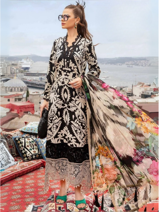 Khaddar Printed 3PC Unstitched With Khaddar Shawl- P107
