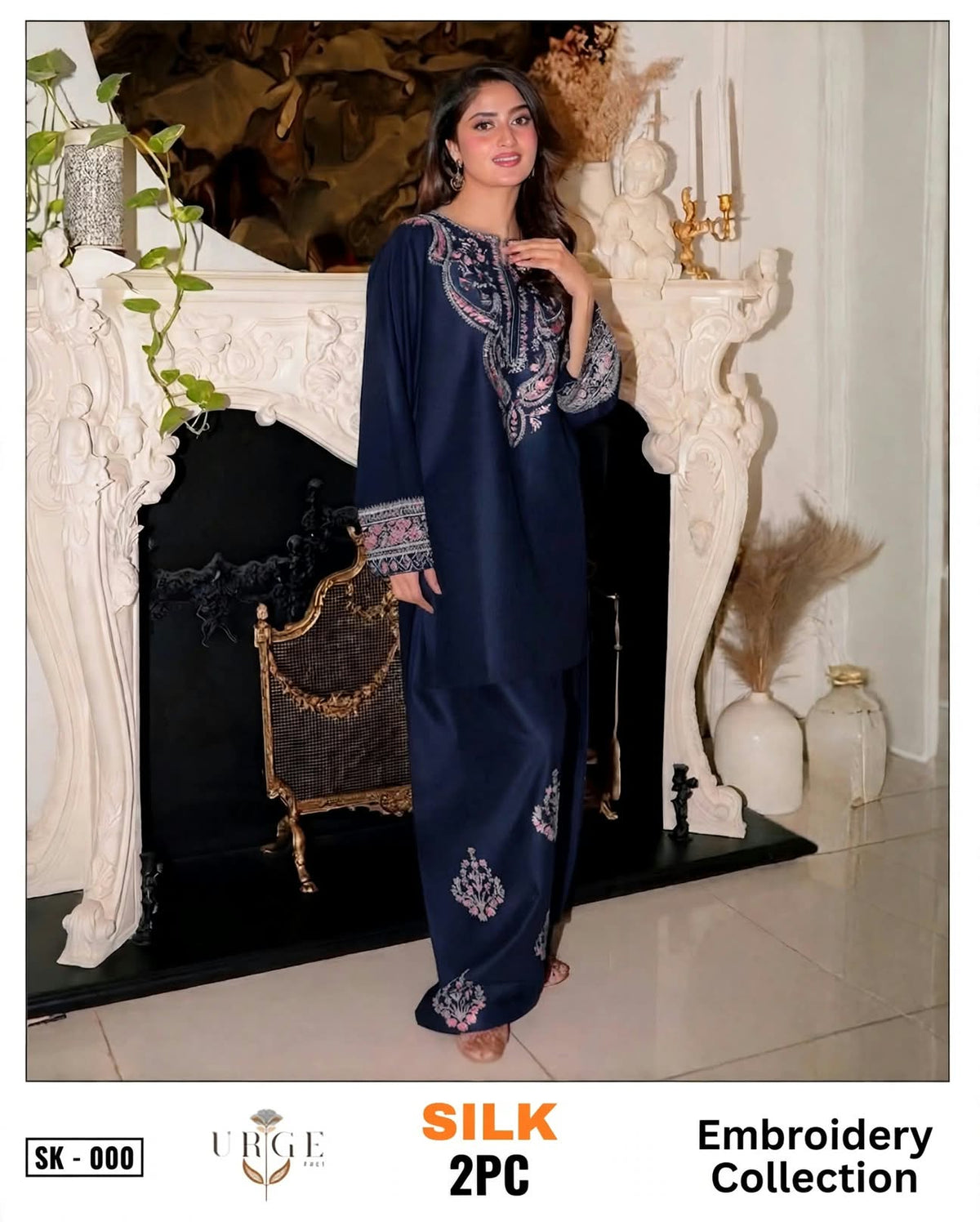 2-Piece Silk | Premium Embroidered Silk Suit – SK-0BL
