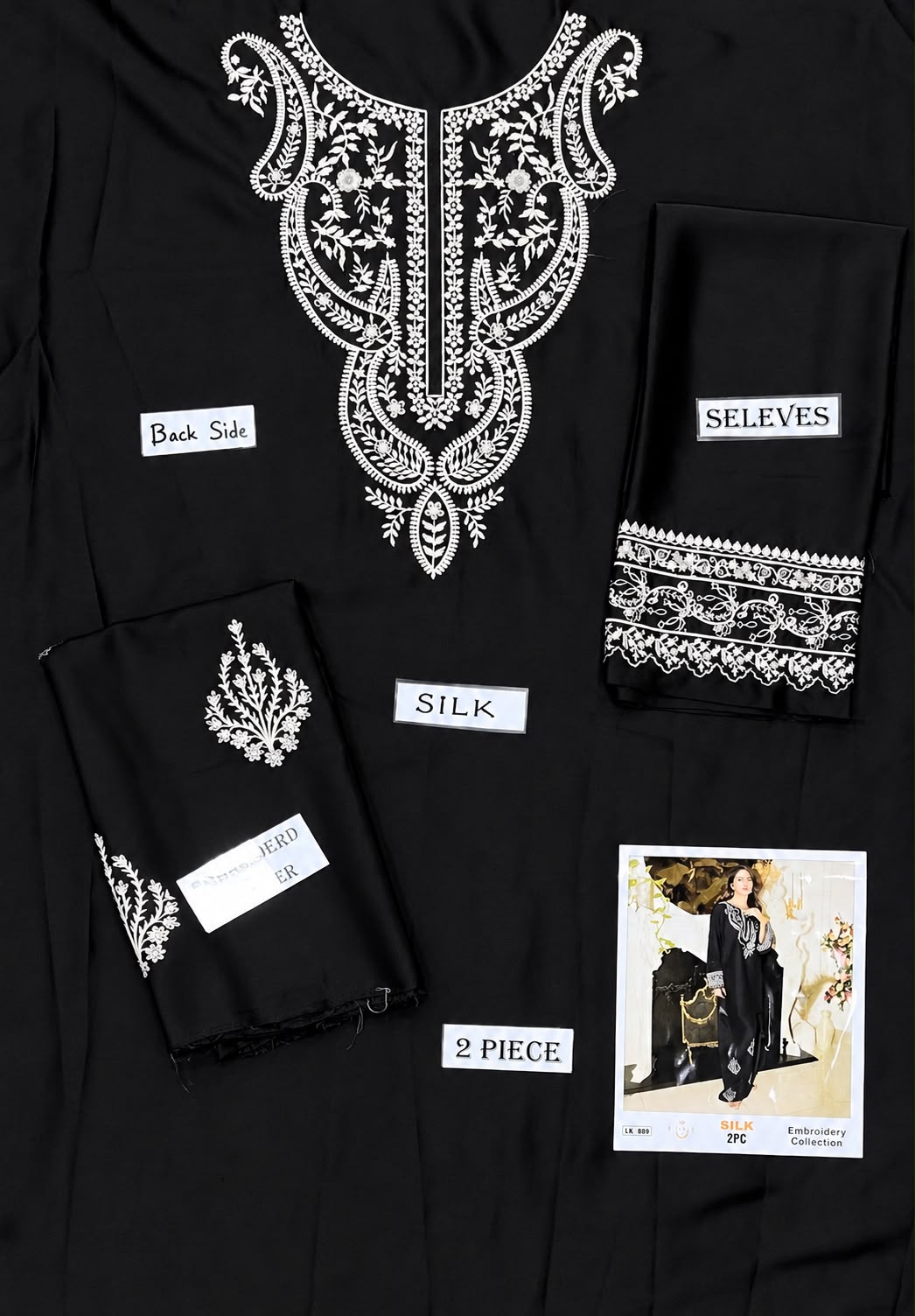 2-Piece Silk | Premium Embroidered Silk Suit – SK-0BK