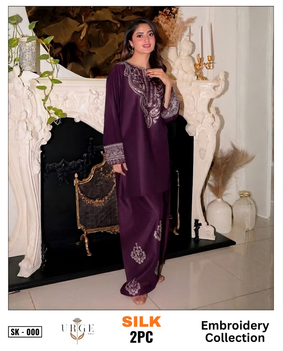 2-Piece Silk | Premium Embroidered Silk Suit – SK-0P
