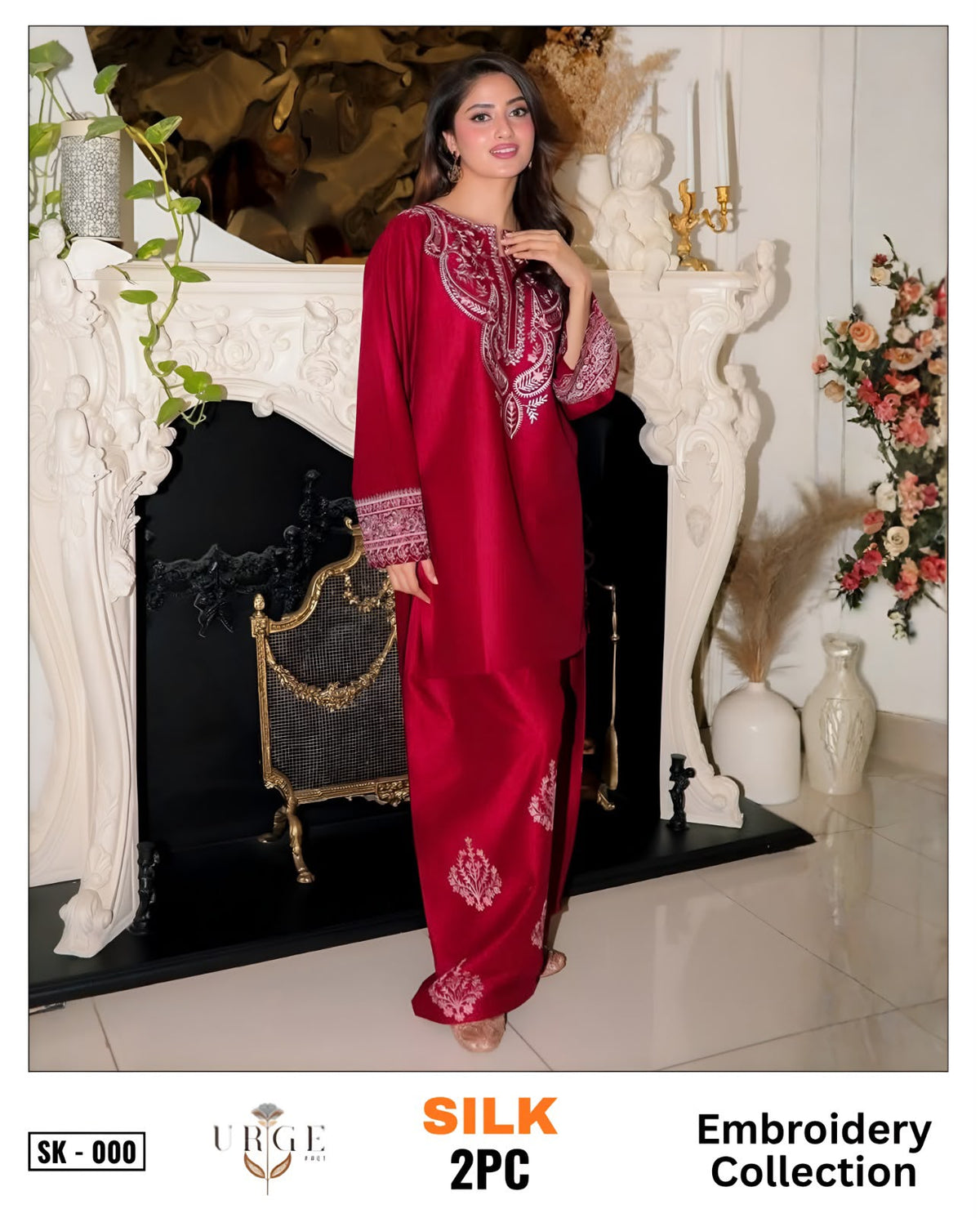 2-Piece Silk | Premium Embroidered Silk Suit – SK-0R