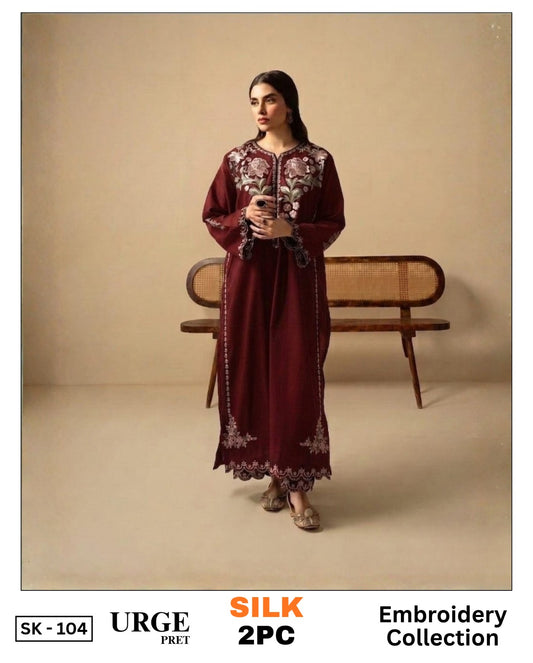 2-Piece Silk | Premium Embroidered Shamoz Silk Suit – SK-104MR