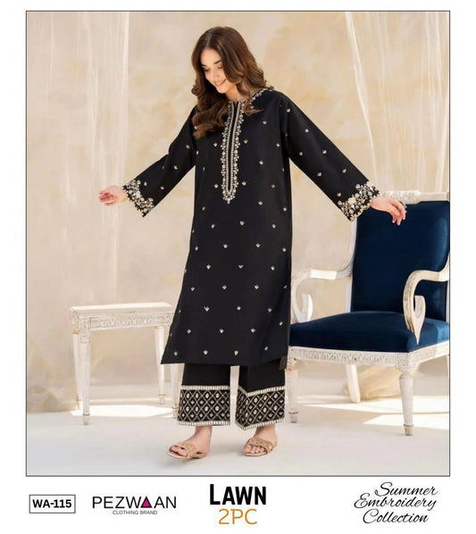 Embroidered 2Pc Lawn Unstitched Summer Dress - WA-115