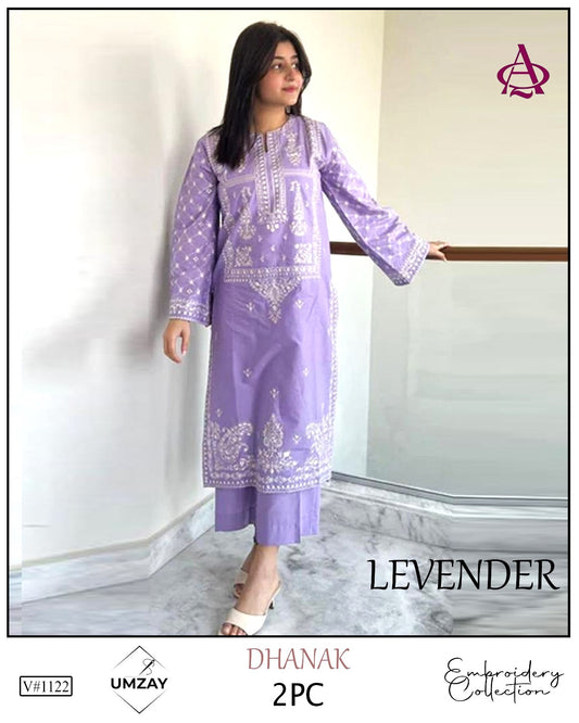 Embroidered 2Pc Dhanak Unstitched Winter Dress With EMB Patches - W601