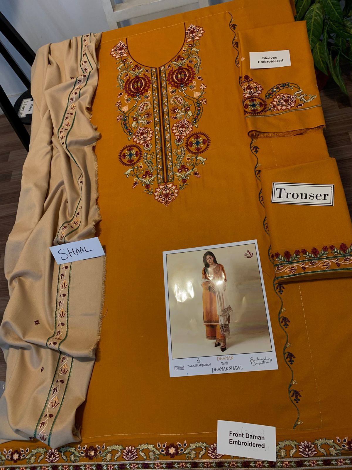 EMB 3PC Dhanak Unstitched Winter Dress With EMB Shawl - W113