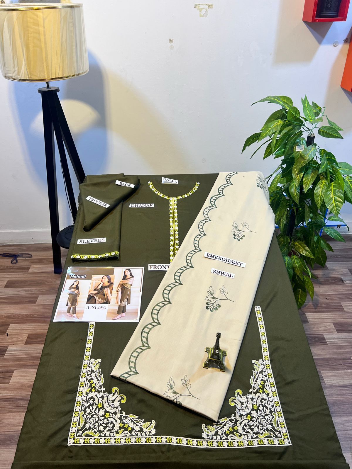EMB 3PC Dhanak Unstitched Winter Dress With EMB Shawl - W111