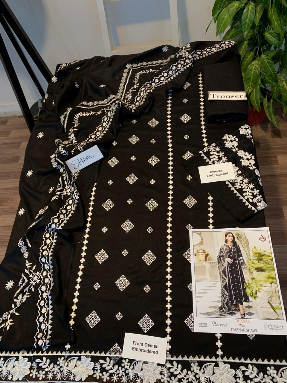 EMB 3PC Dhanak Unstitched Winter Dress With EMB Shawl- W116