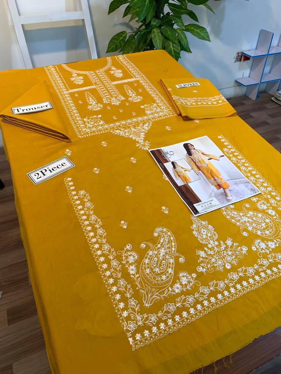 Embroidered 2Pc Dhanak Unstitched Winter Dress With EMB Patches - W609