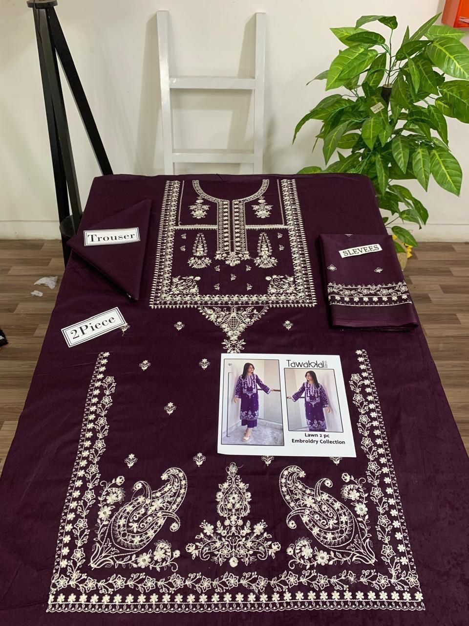 Embroidered 2Pc Dhanak Unstitched Winter Dress With EMB Patches - W614