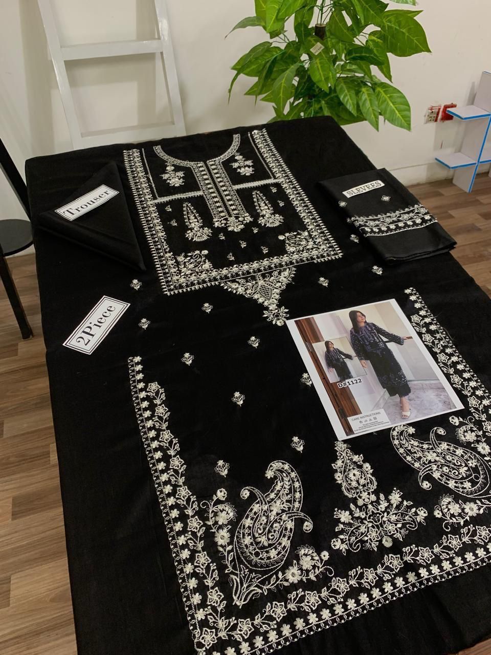 Embroidered 2Pc Dhanak Unstitched Winter Dress With EMB Patches - W12