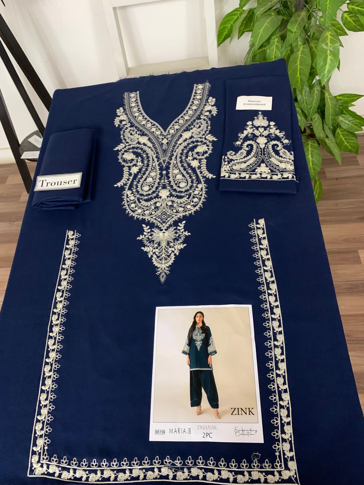 Embroidered 2Pc Dhanak Unstitched Winter Dress With EMB Patches - DE-1133Z