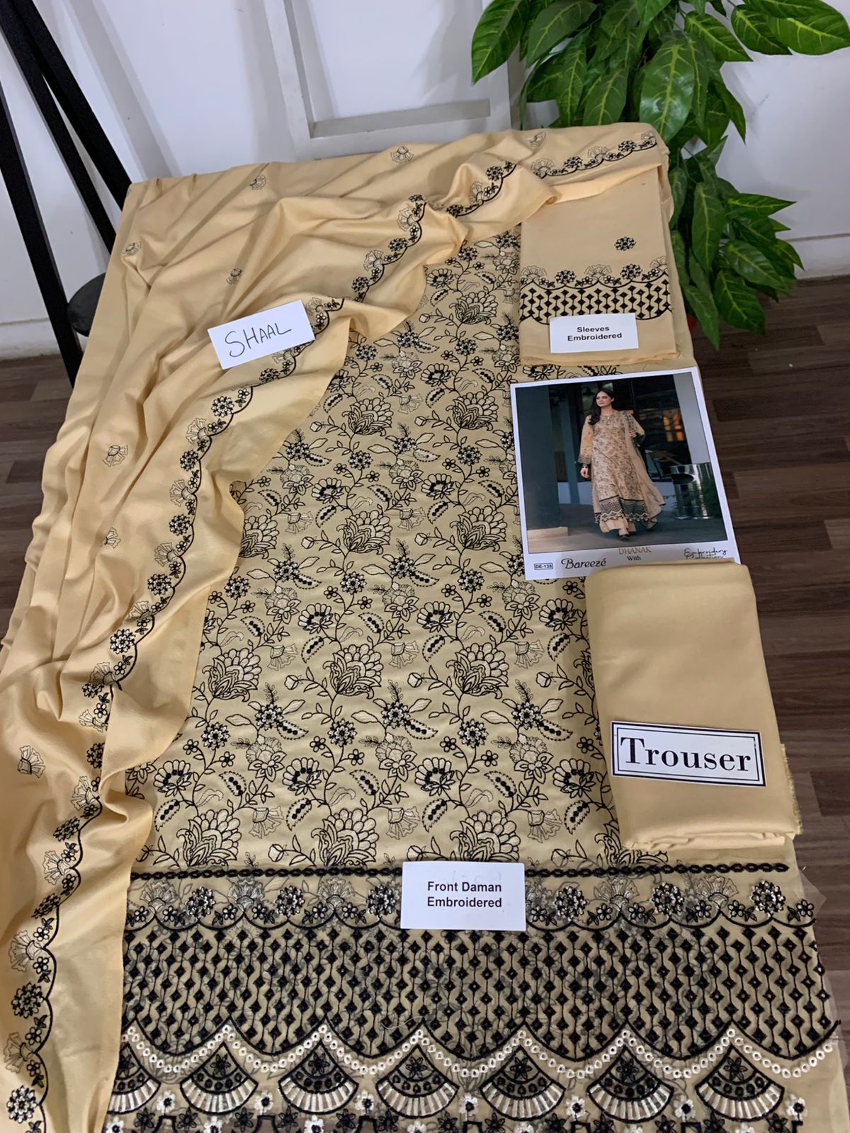 EMB 3PC Dhanak Unstitched Winter Dress With EMB Shawl- DE-135