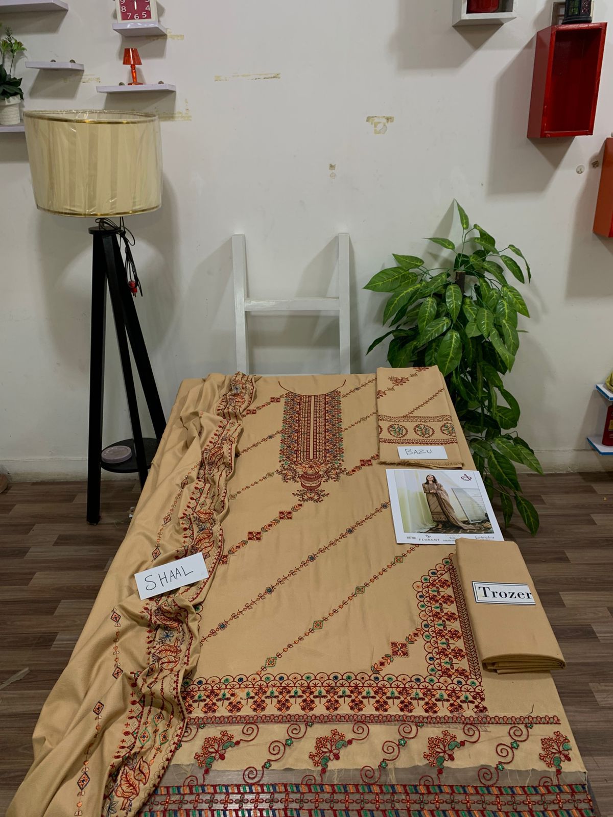 EMB 3PC Unstitched Winter Dress With EMB Shawl- DE-144