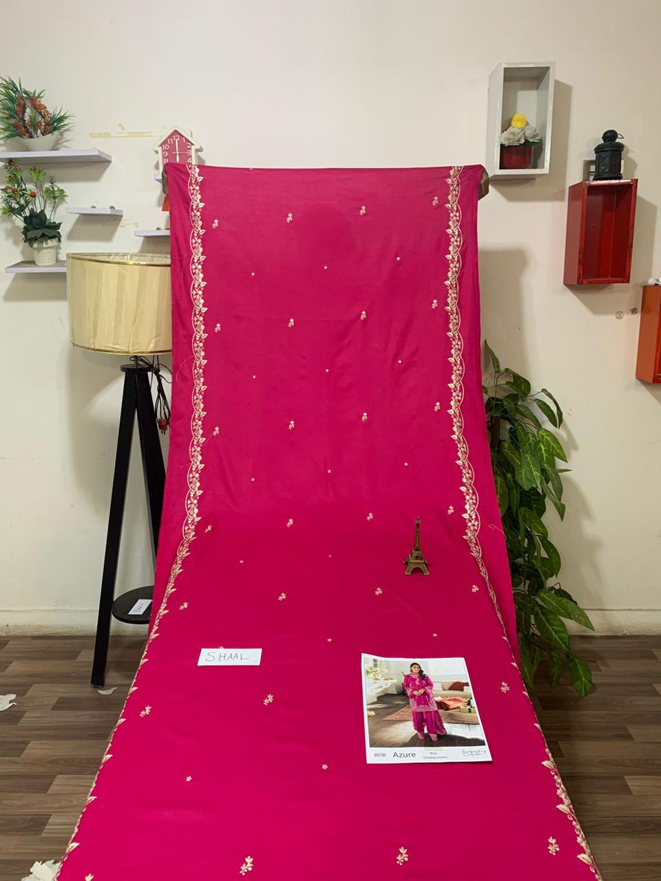 EMB 3PC Dhanak Unstitched Winter Dress With EMB Shawl- DE-136PK