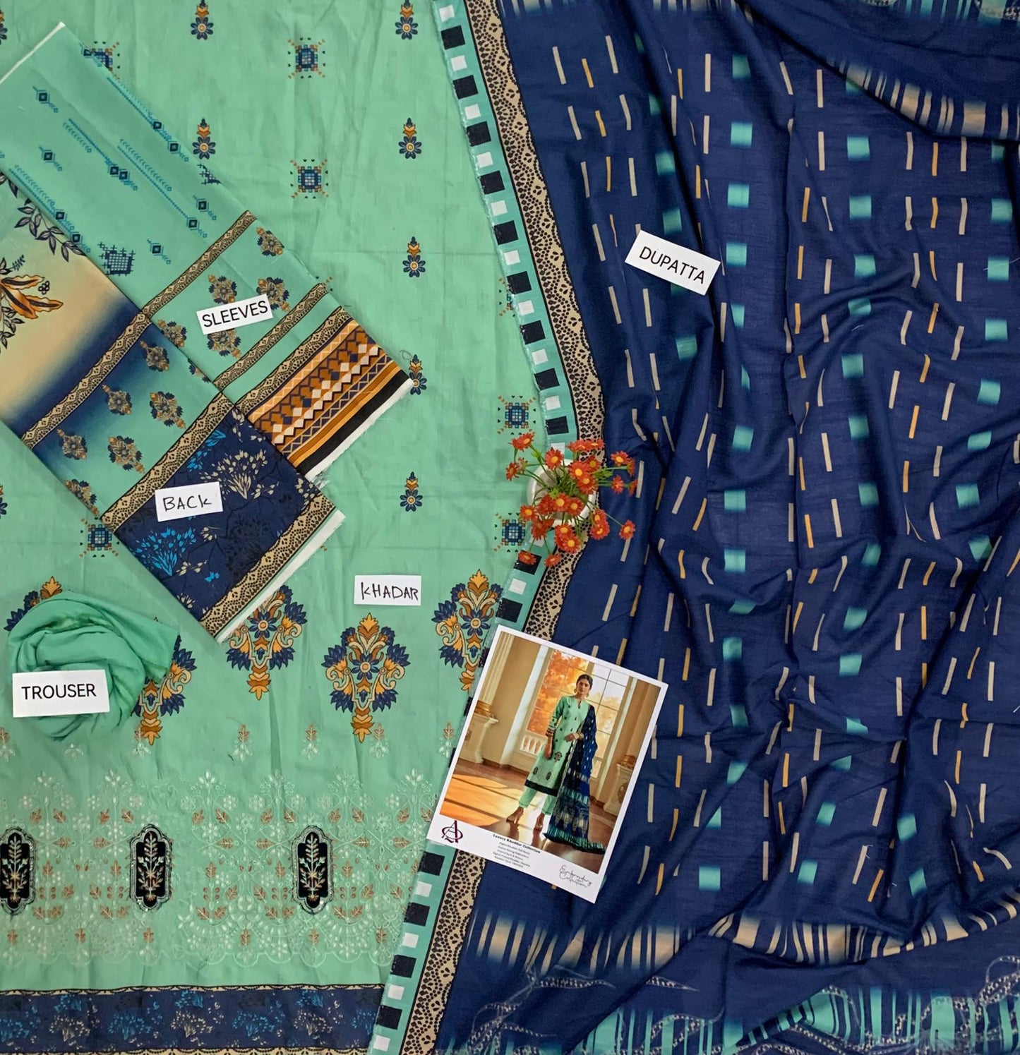 Khaddar 3PC Printed Chicken Kari Dress With Printed Shawl- KH-8