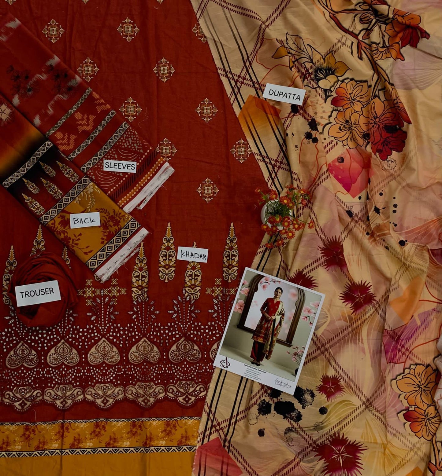 Khaddar 3PC Printed Chicken Kari Dress With Printed Shawl- KH-9