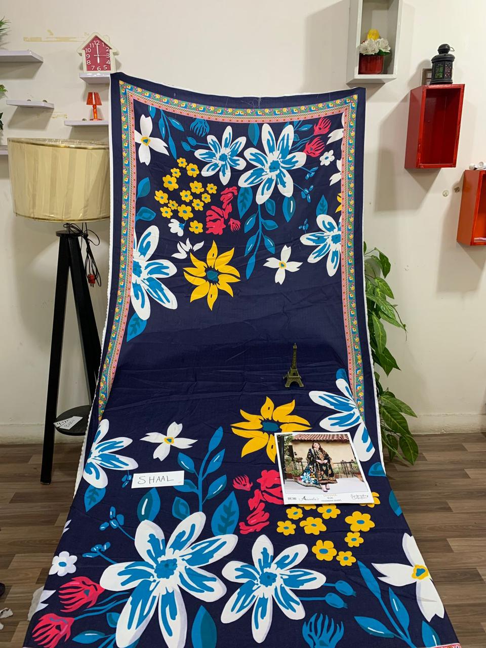 EMB 3PC Unstitched Winter Dress With Pashmina Printed Shawl- DE-143