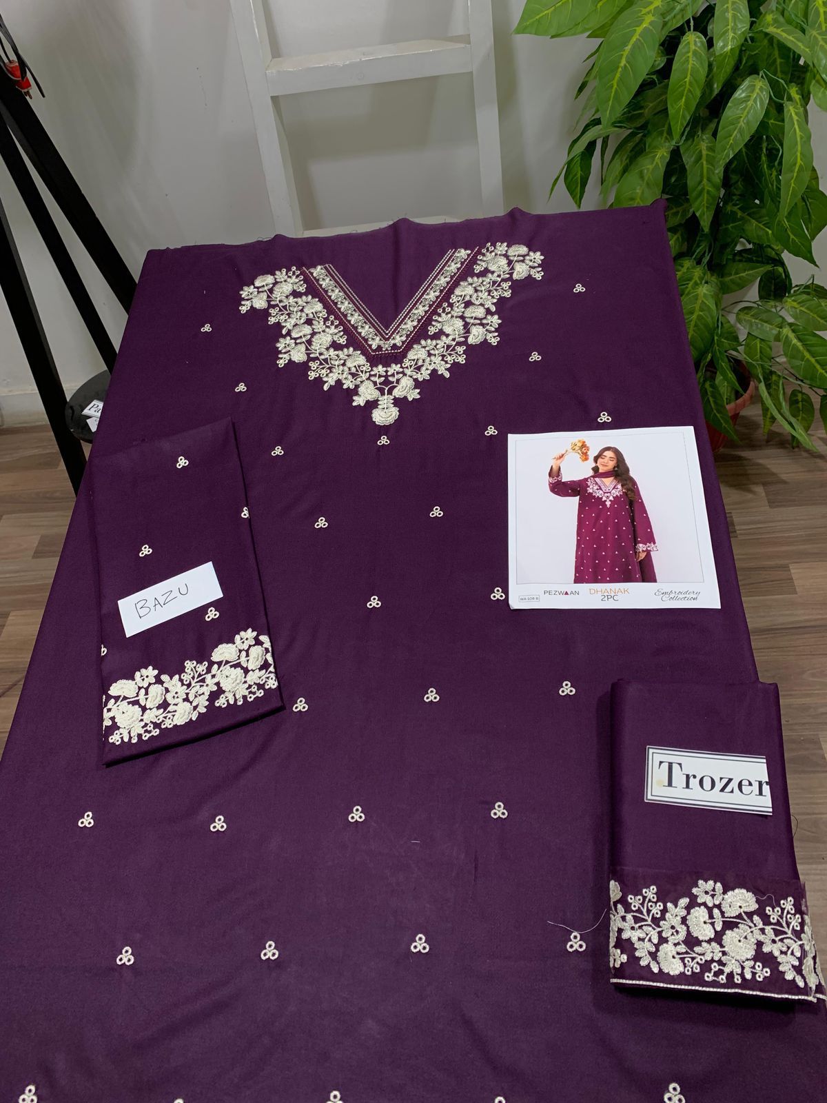 Embroidered 2Pc Dhanak Unstitched Winter Dress With EMB Patches - W630