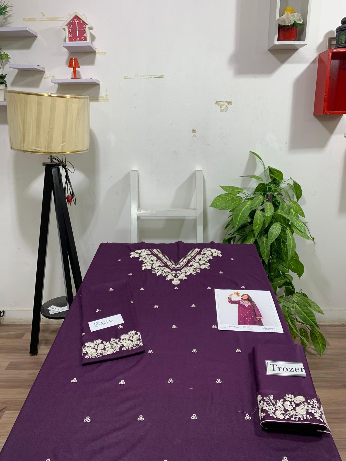 Embroidered 2Pc Dhanak Unstitched Winter Dress With EMB Patches - W630