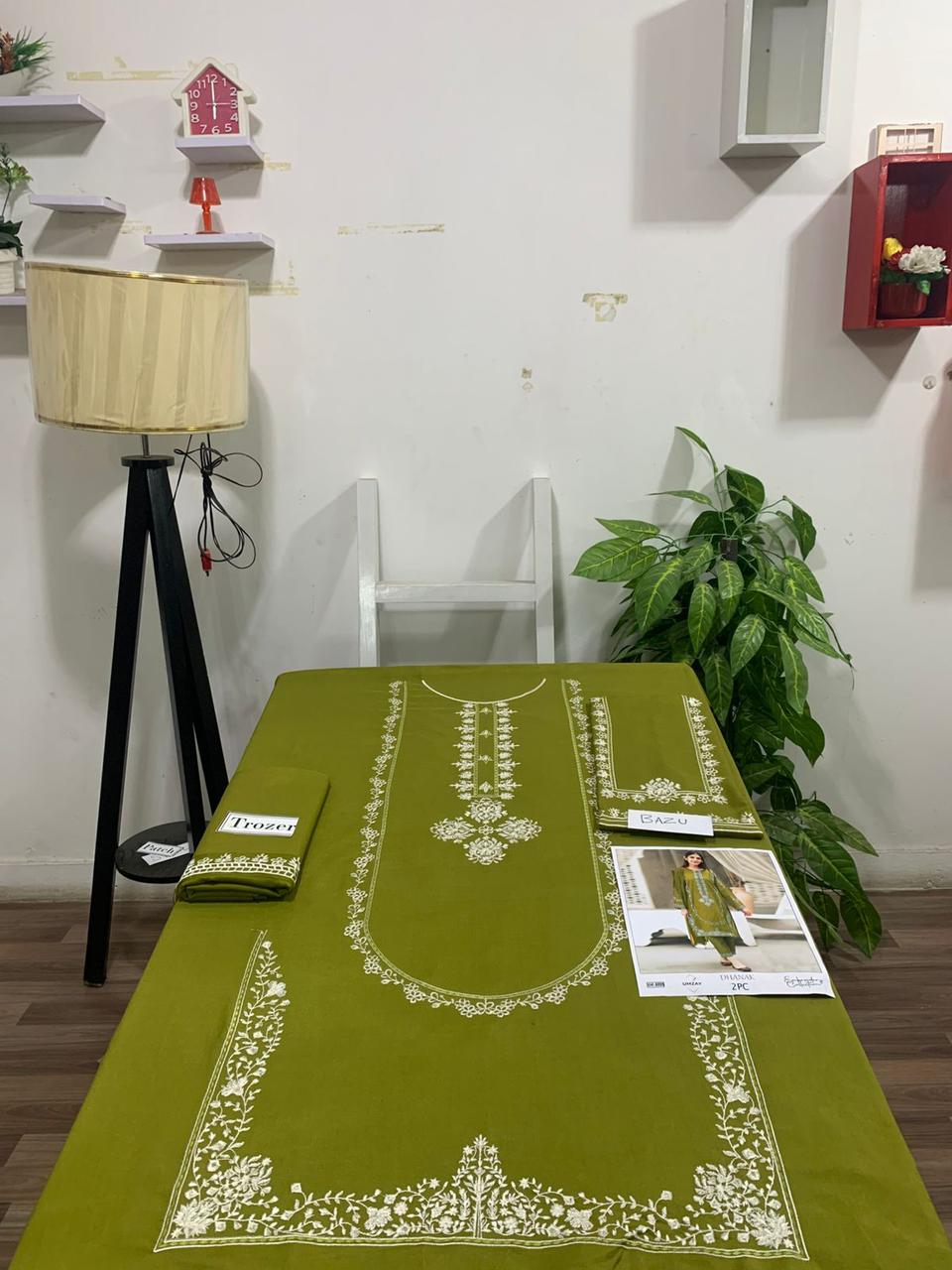 Embroidered 2Pc Dhanak Unstitched Winter Dress With EMB Patches - DE-55PT