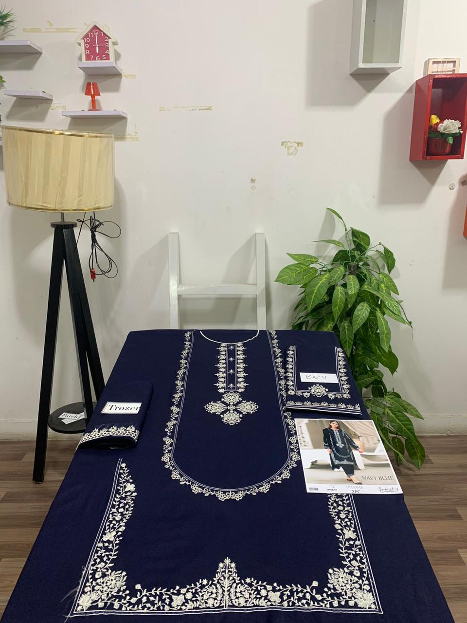 Embroidered 2Pc Dhanak Unstitched Winter Dress With EMB Patches - DE-55N