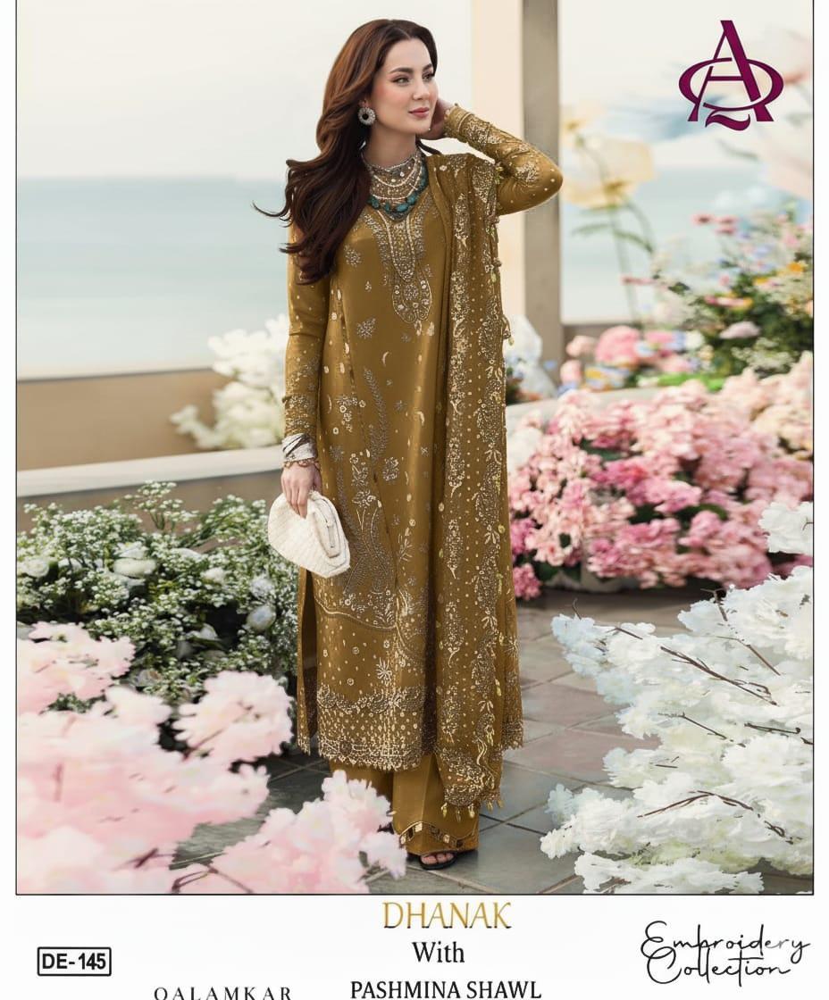 Fully EMB 3PC Unstitched Winter Dress With EMB Shawl- DE-145M