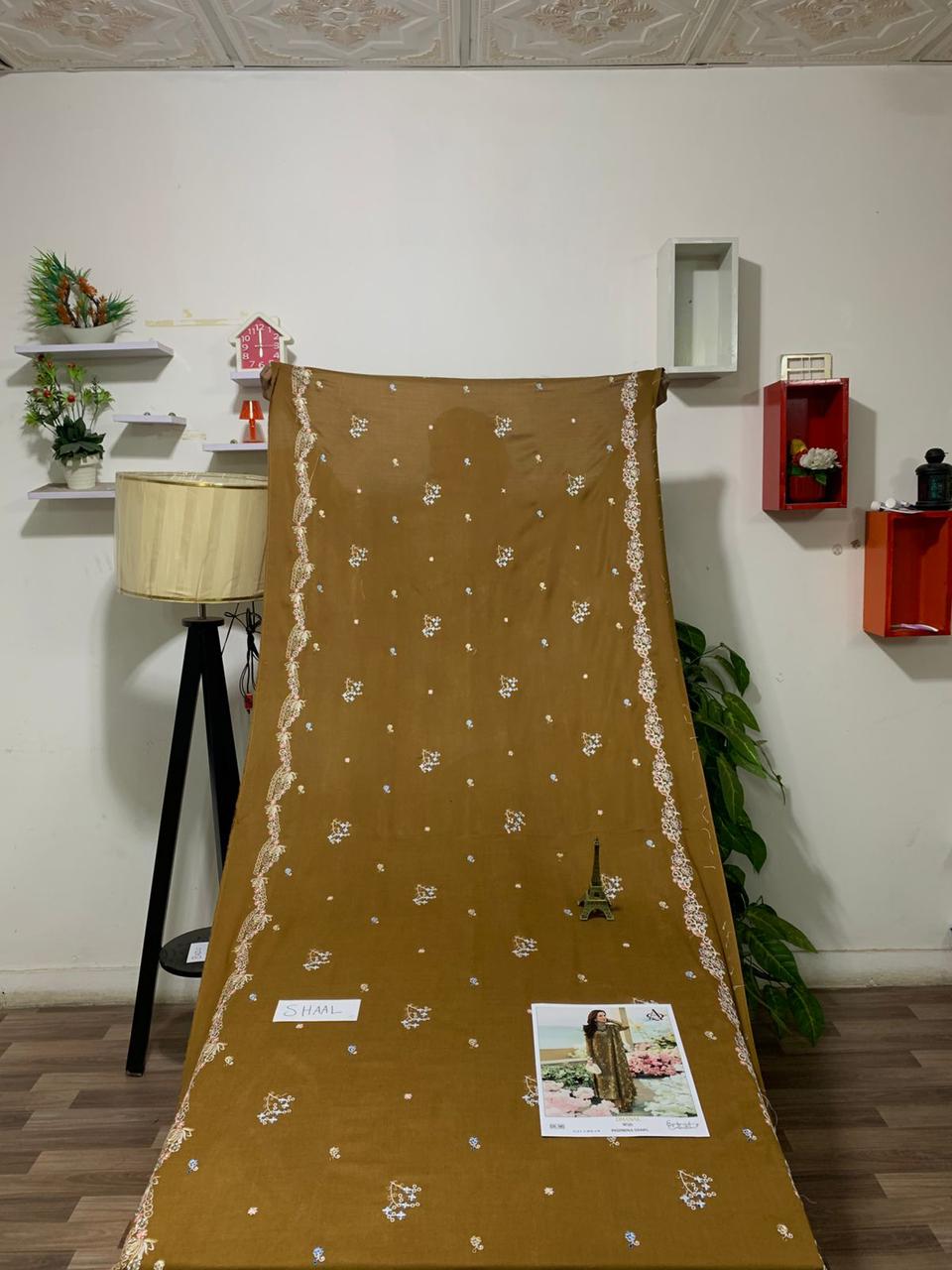 Fully EMB 3PC Unstitched Winter Dress With EMB Shawl- DE-145M