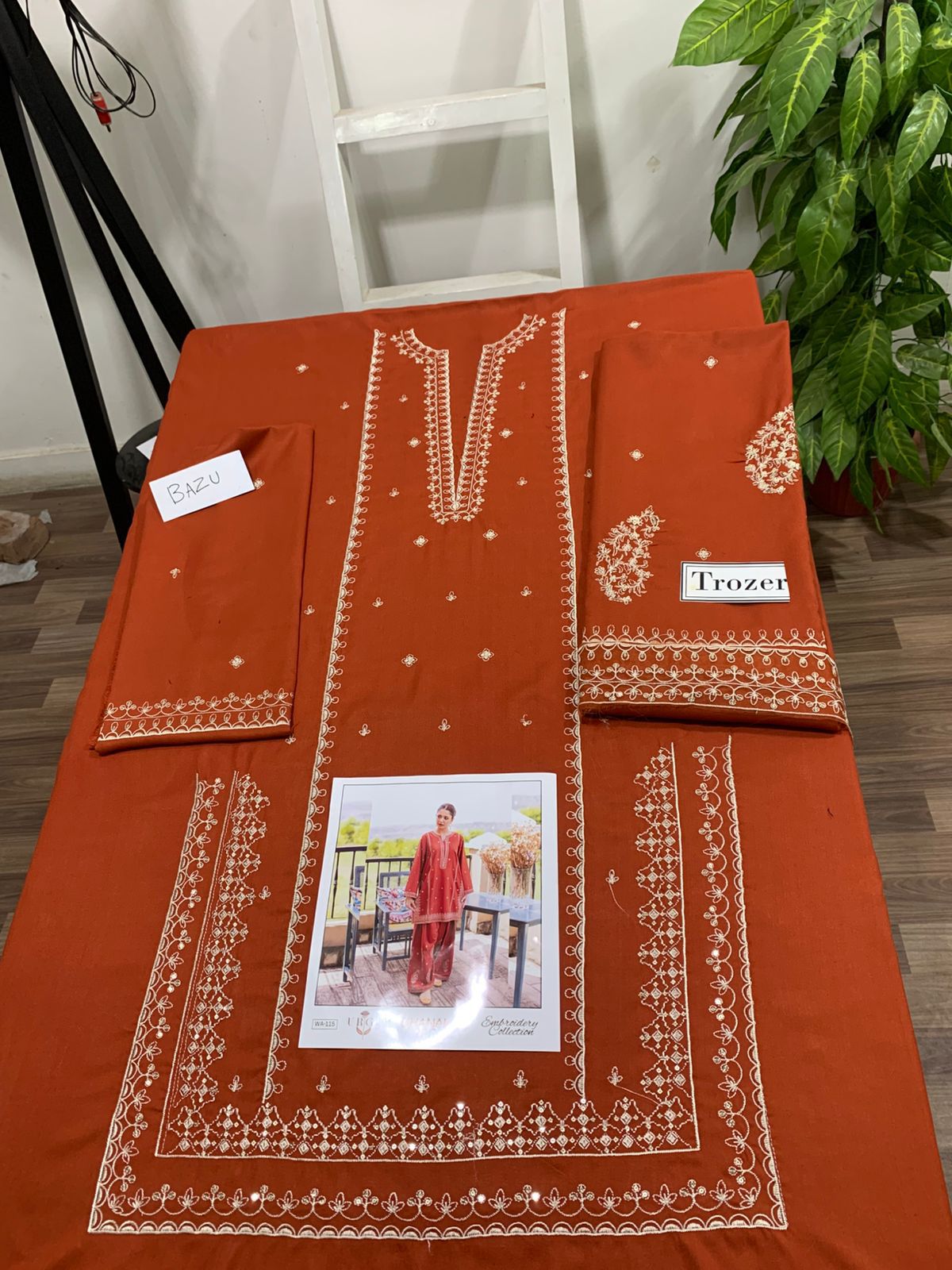 Embroidered 2Pc Dhanak Unstitched Winter Dress With EMB Patches - W638