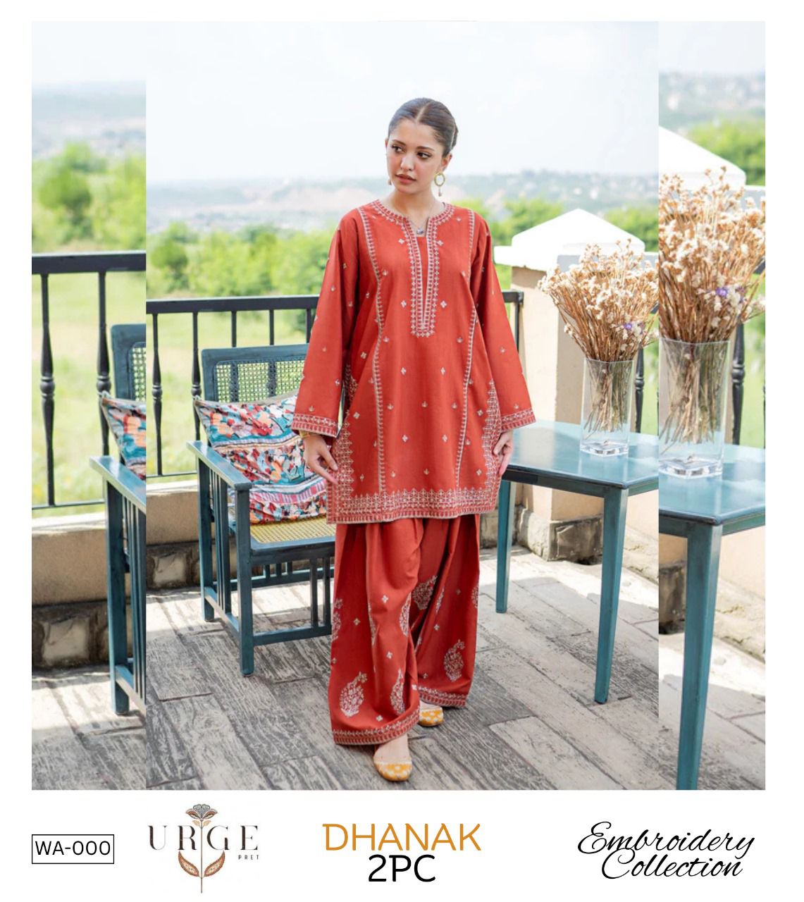 Embroidered 2Pc Dhanak Unstitched Winter Dress With EMB Patches - W638