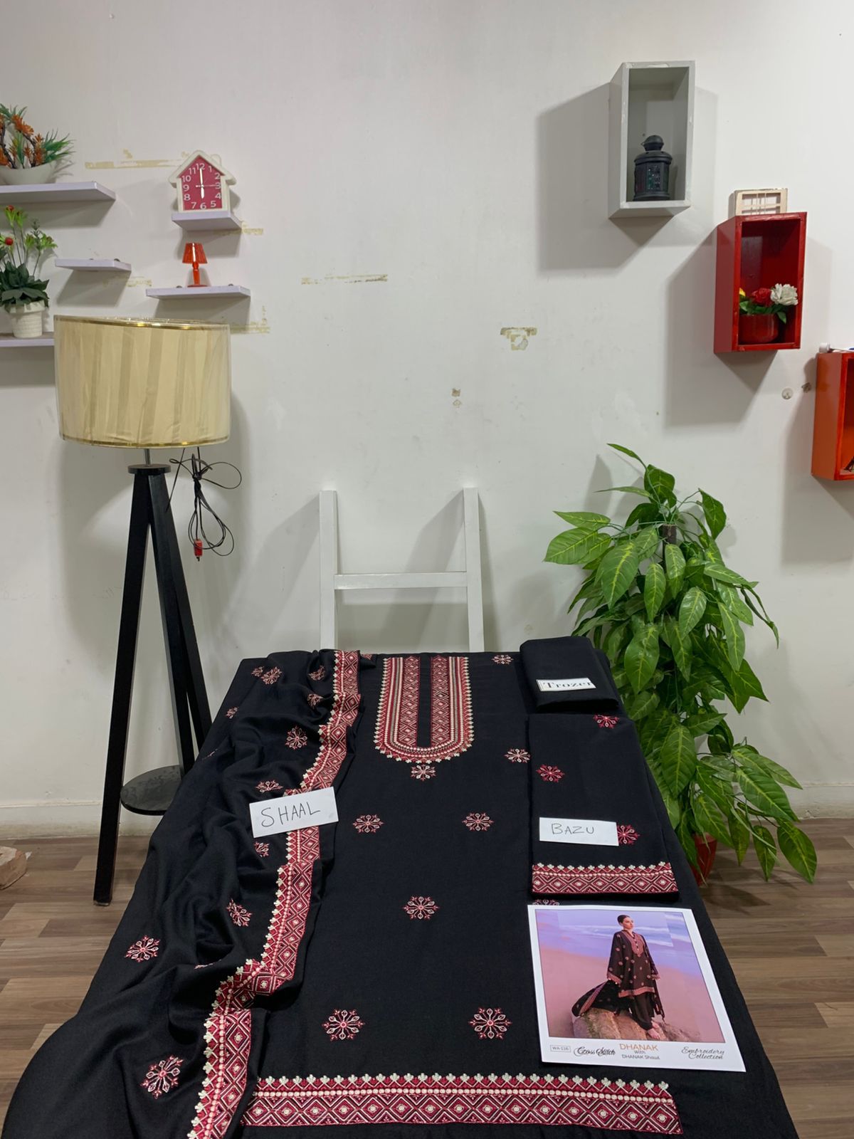 EMB 3PC Unstitched Winter Dress With EMB Shawl- DE-149