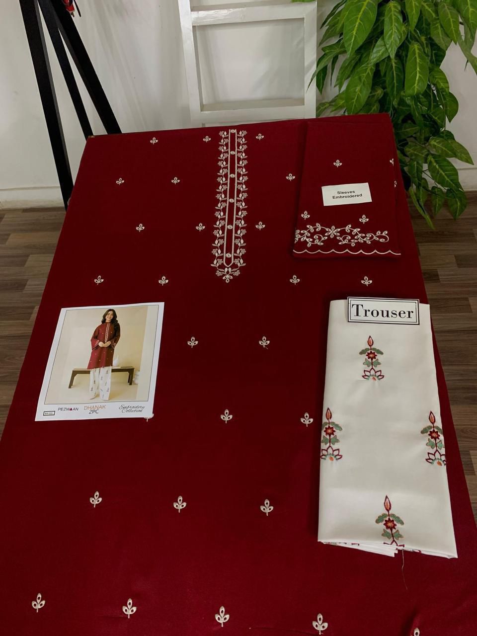 Embroidered 2Pc Dhanak Unstitched Winter Dress With EMB Patches - W637