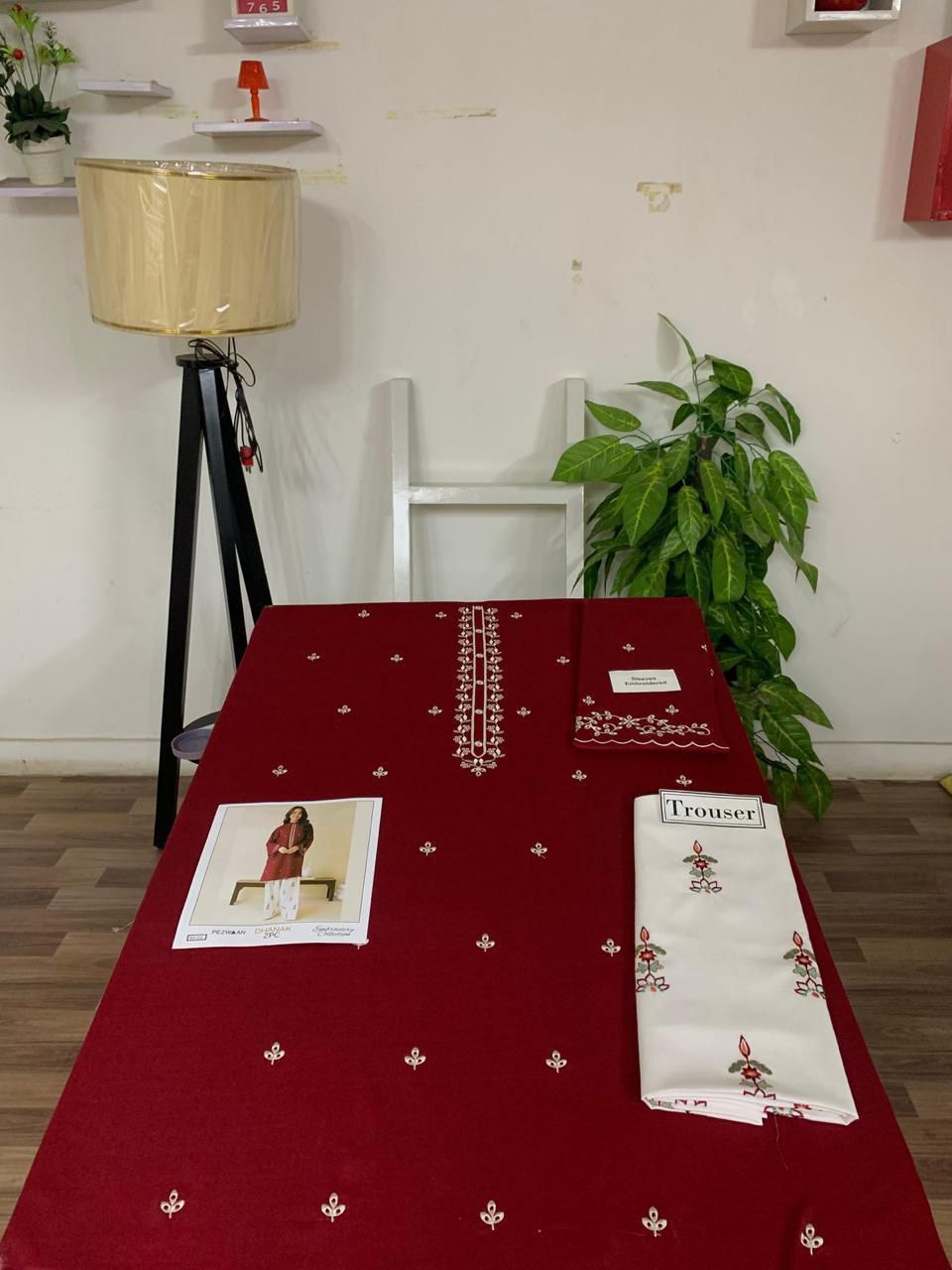 Embroidered 2Pc Dhanak Unstitched Winter Dress With EMB Patches - W637