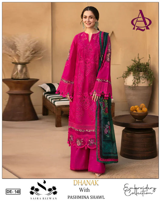 EMB 3PC Winter Unstitched With Pashmina Printed Shawl- DE-148