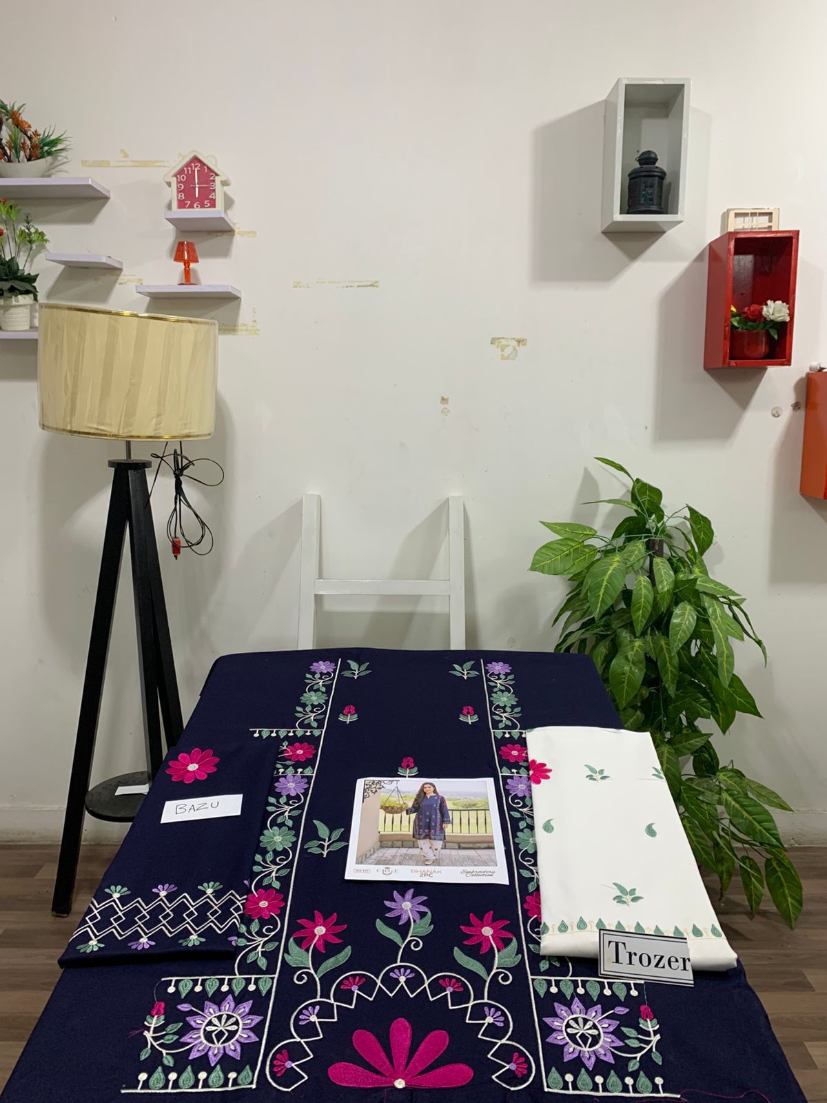 Embroidered 2Pc Dhanak Unstitched Winter Dress With EMB Patches - W639