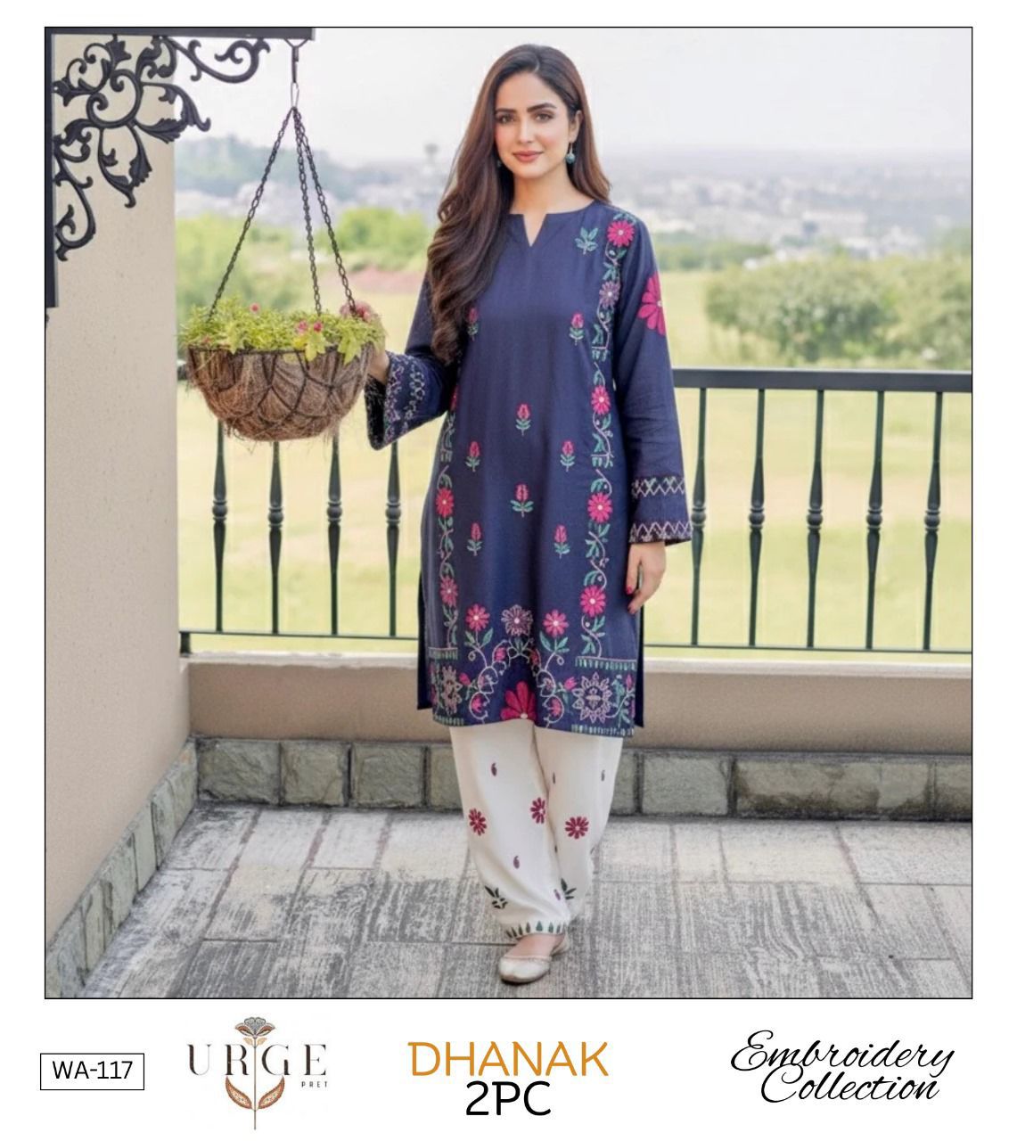 Embroidered 2Pc Dhanak Unstitched Winter Dress With EMB Patches - W639