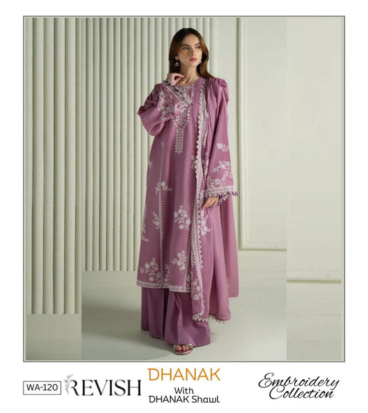 EMB 3PC Unstitched Winter Dress With EMB Shawl- WA-120