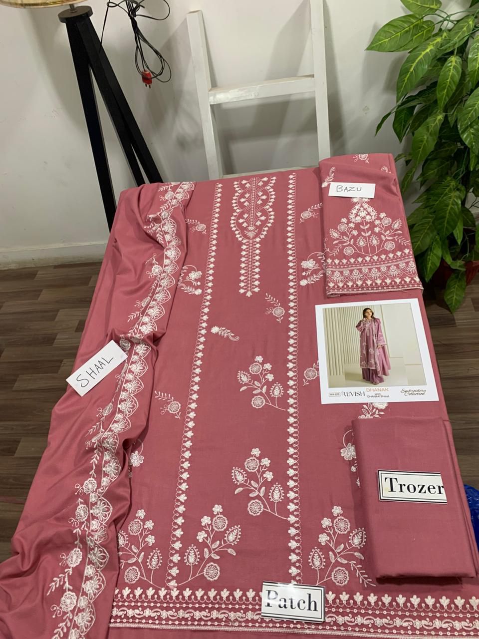 EMB 3PC Unstitched Winter Dress With EMB Shawl- WA-120