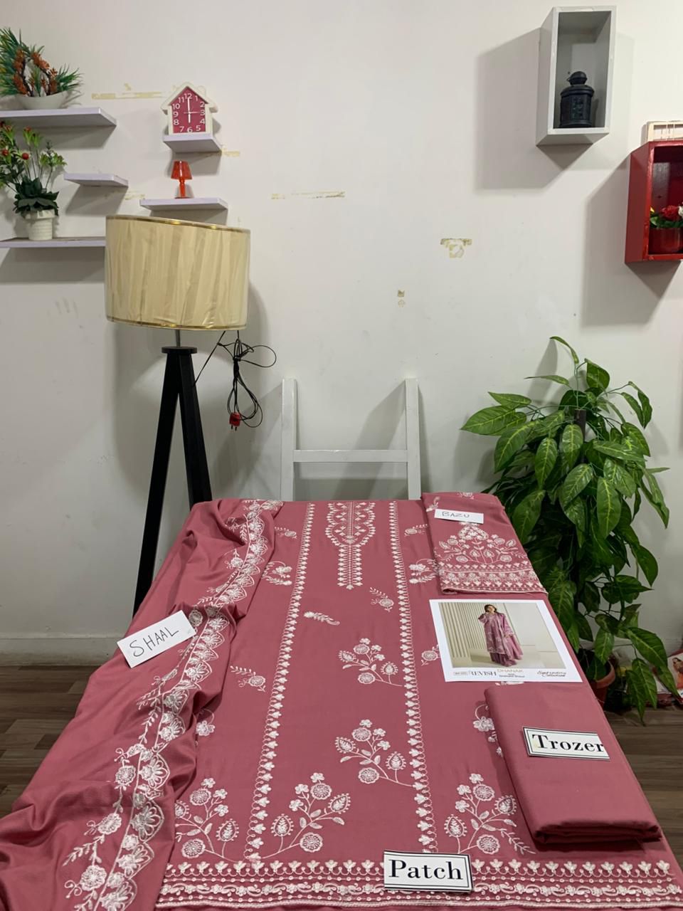 EMB 3PC Unstitched Winter Dress With EMB Shawl- WA-120