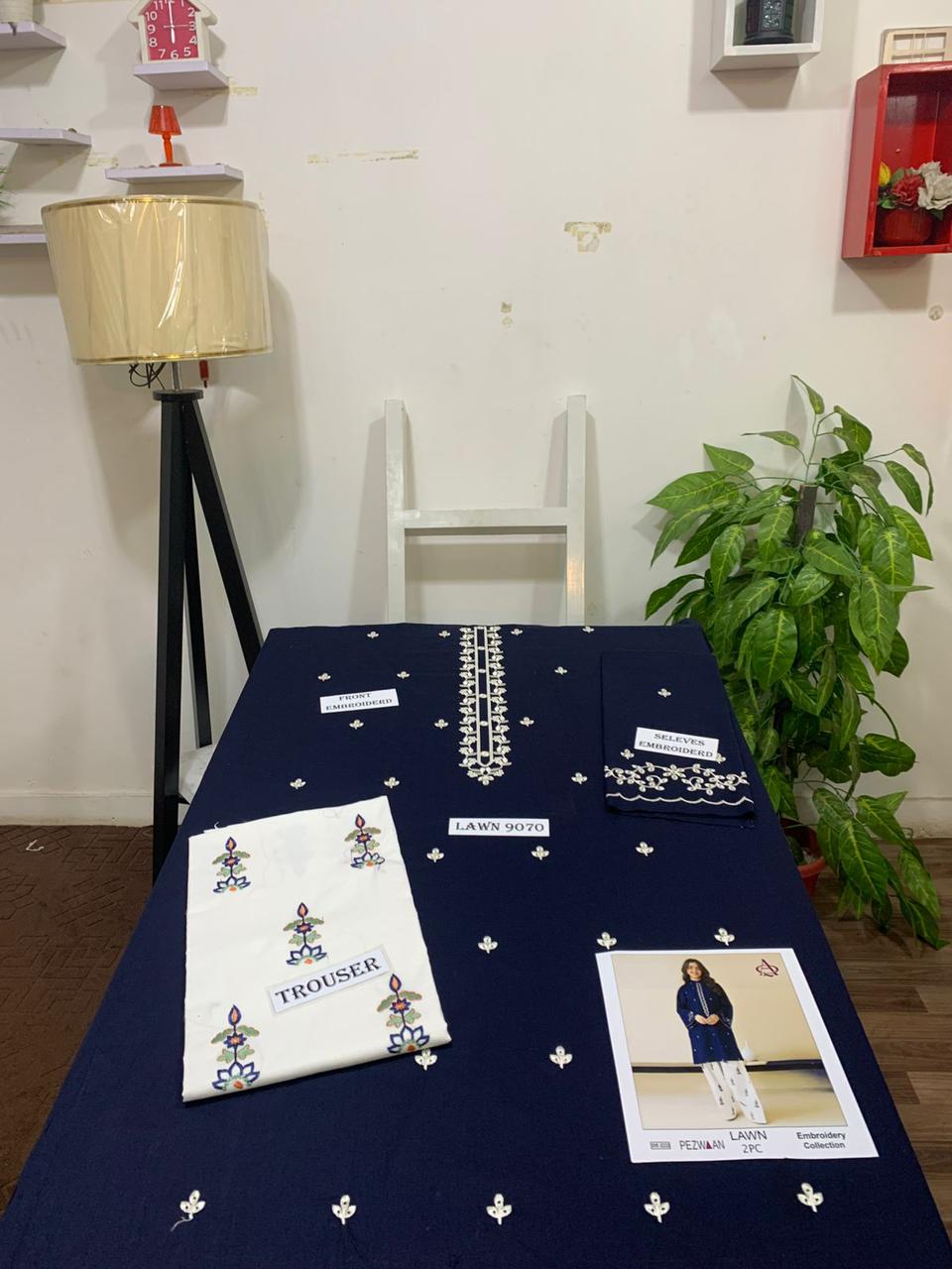 Embroidered 2Pc Lawn Unstitched Summer Dress DE-33B