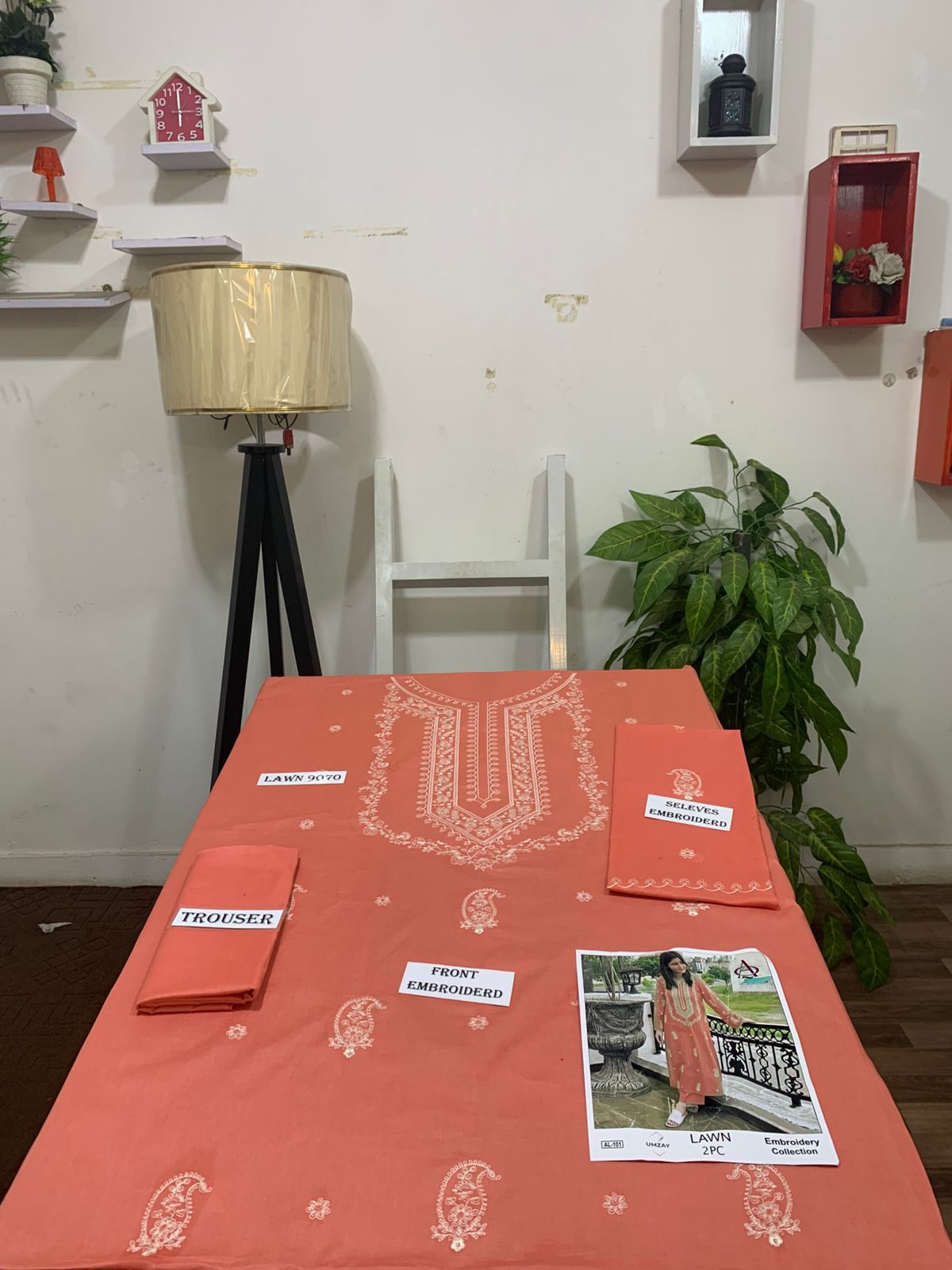 Embroidered 2Pc Lawn Unstitched Summer Dress - AL-101N