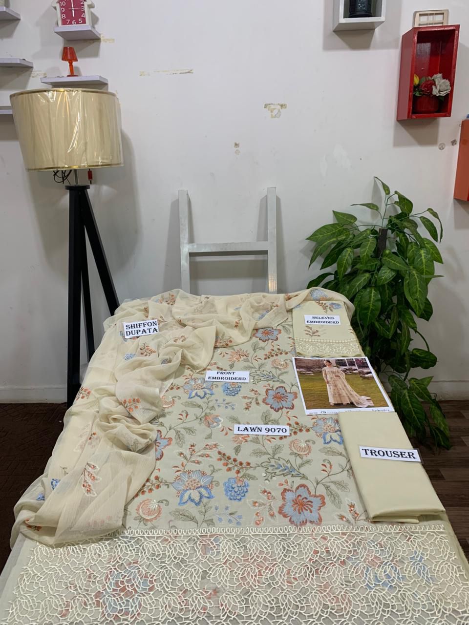 Emb 3PC Lawn Unstitched Summer Dress With Emb Chiffon Dupatta - AL-810