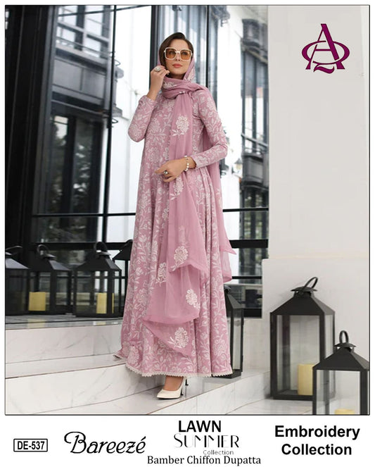 Emb 3PC Lawn Unstitched Summer Dress With Emb Chiffon Dupatta - DE-537