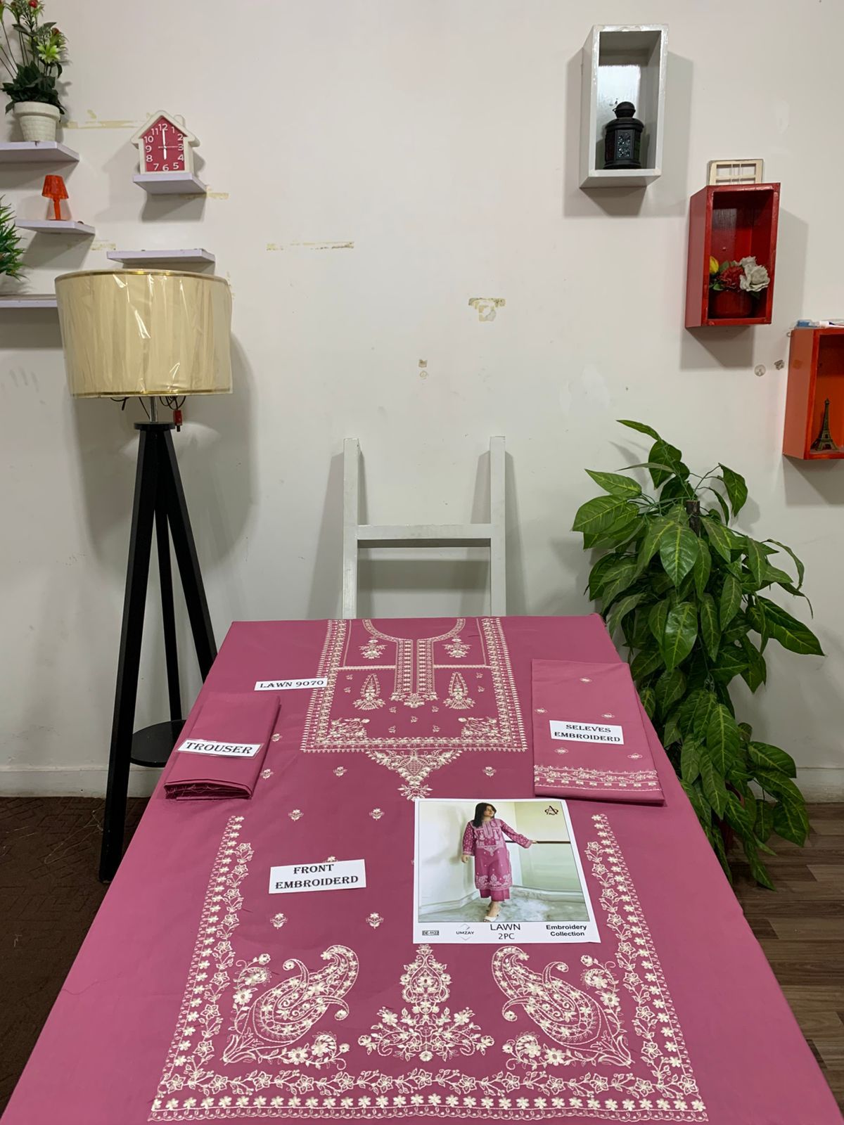 Embroidered 2Pc Lawn Unstitched Summer Dress - DE-1122PN