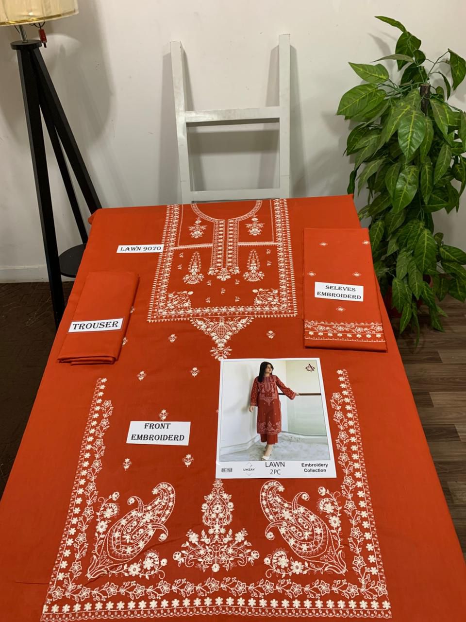 Embroidered 2Pc Lawn Unstitched Summer Dress - DE-1122N