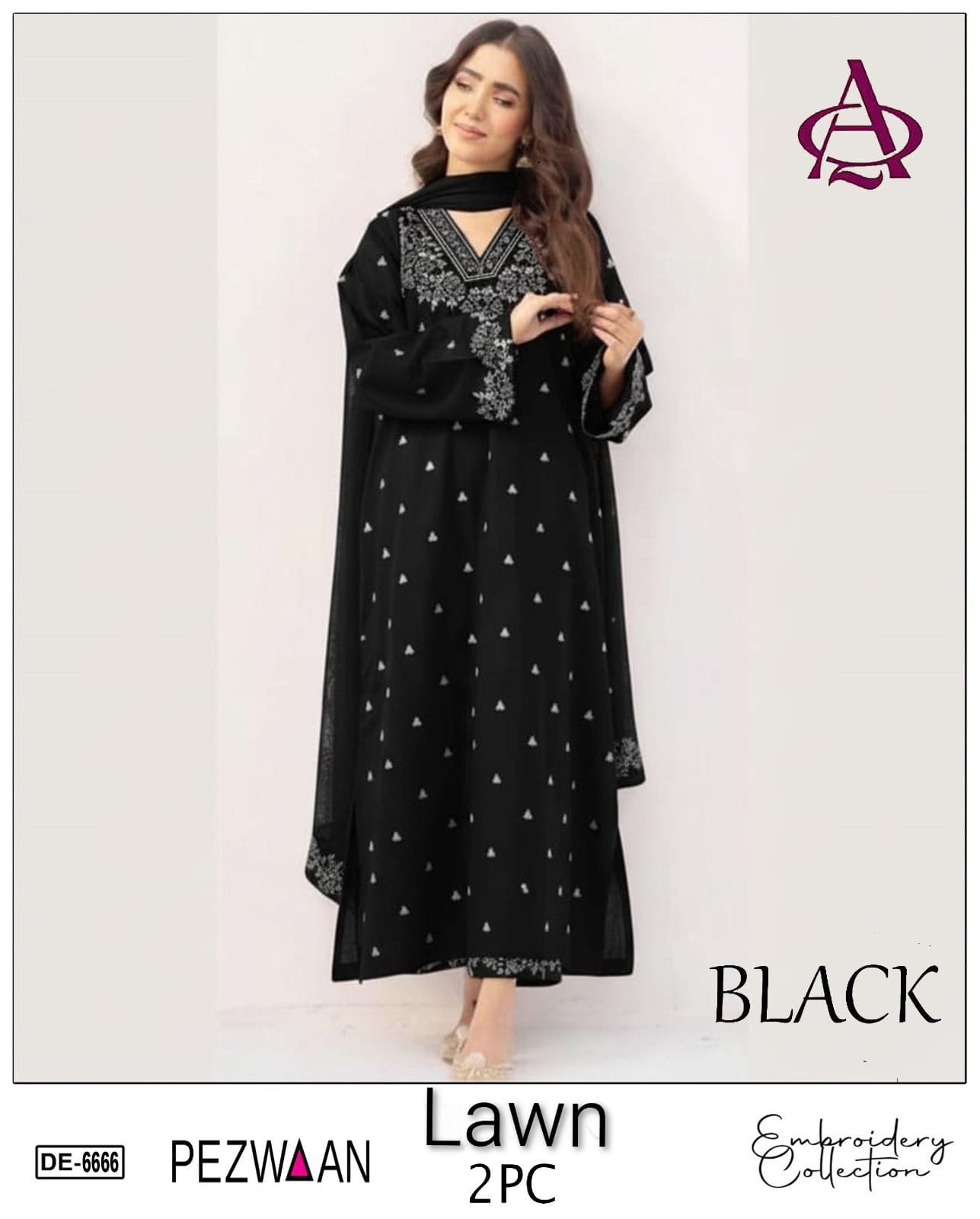 Embroidered 2Pc Lawn Unstitched Summer Dress - DE-66B