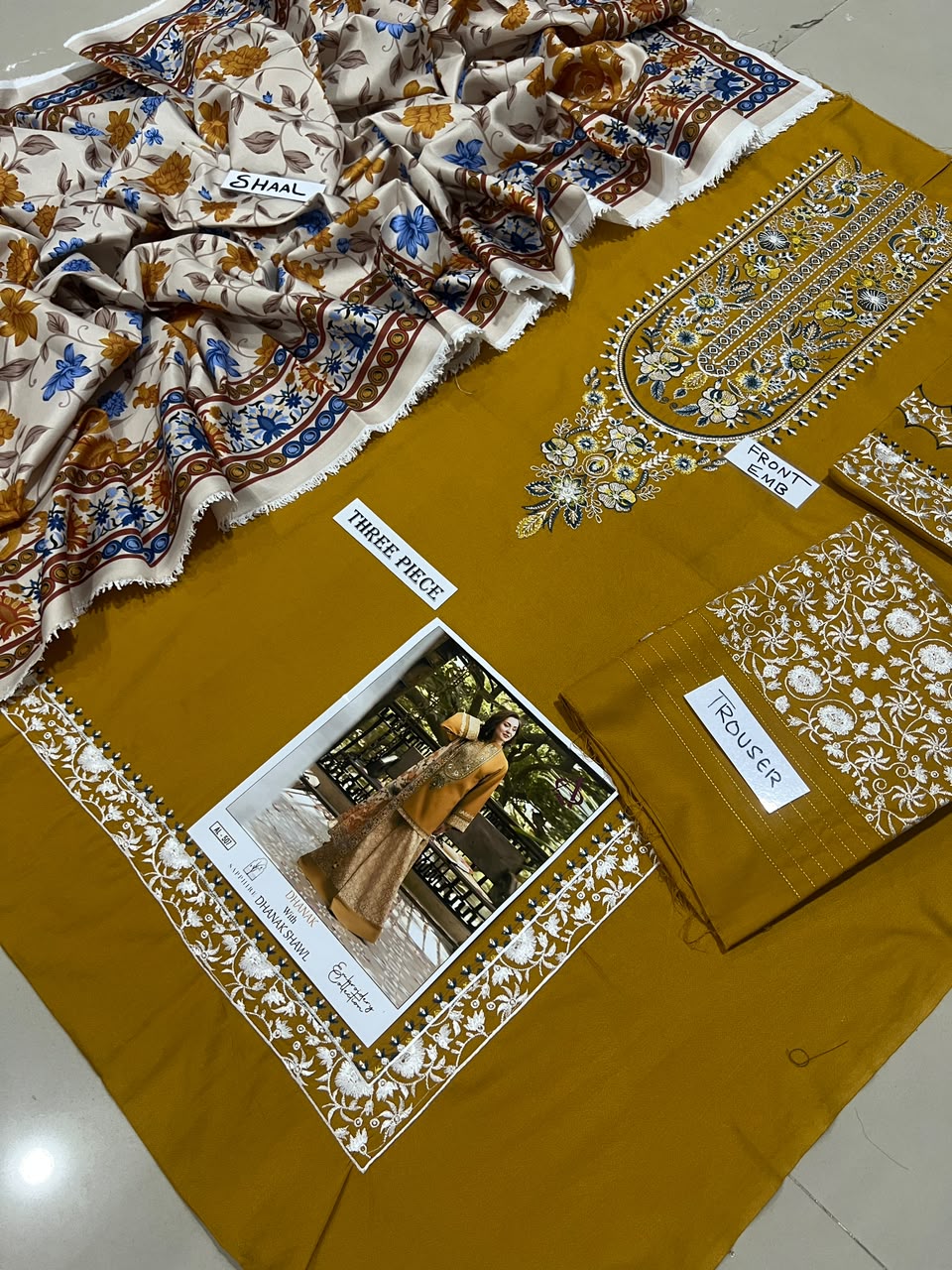 3-Piece Sapphire Premium Embroidered Dhanak Suit AL-507