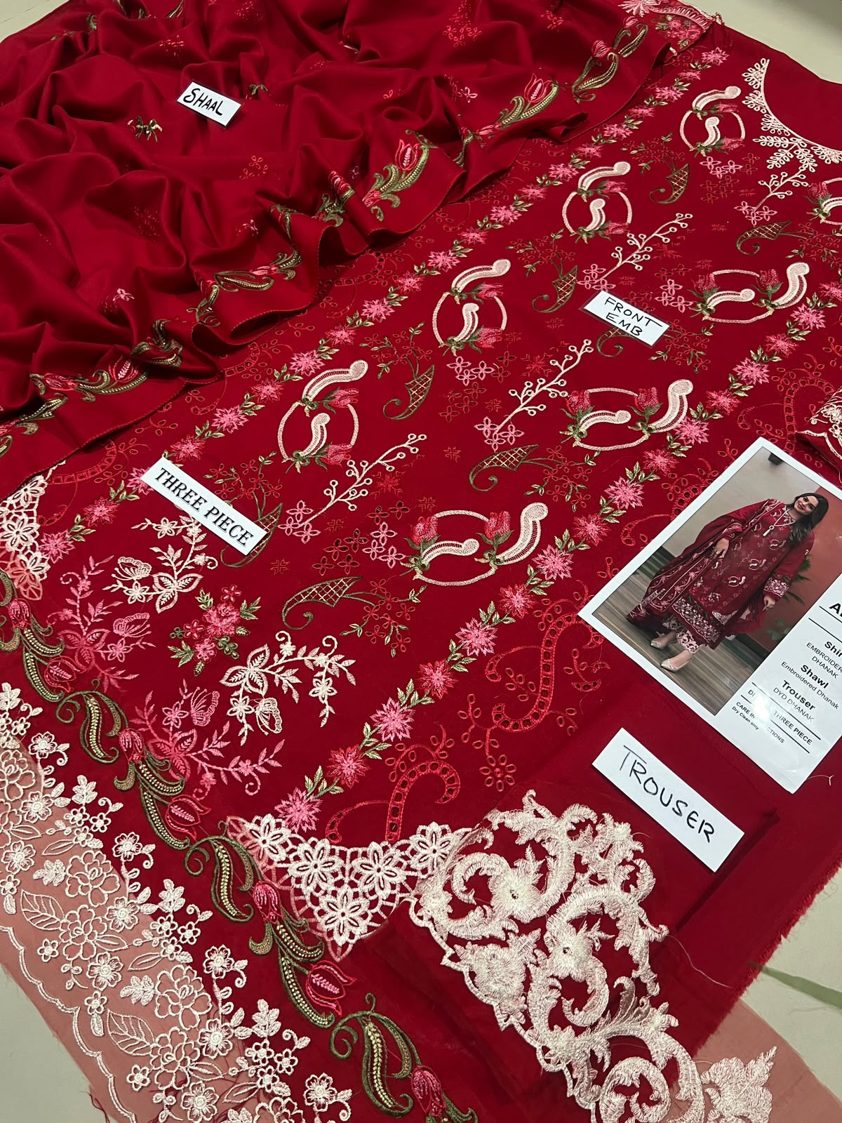 3-Piece Aneela's Premium Embroidered Dhanak Suit AL-813