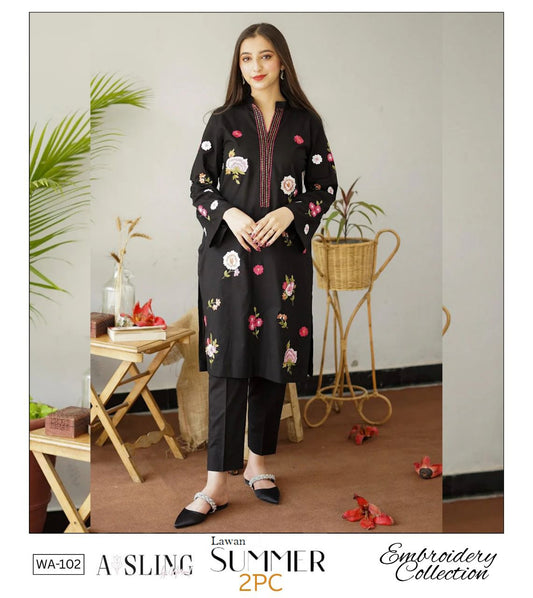 2-Piece Embroidered Unstitched Summer Dress - WA-102