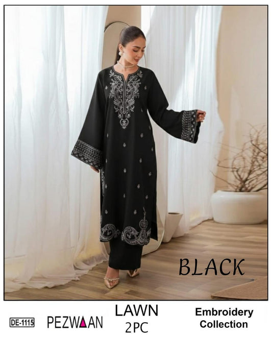 2-Piece Embroidered Unstitched Summer Dress - DE-1115BB