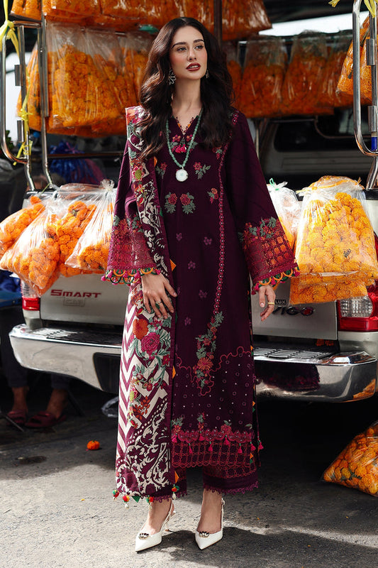 3 Piece - Embroidered Lawn Suit With Chiffon Dupatta